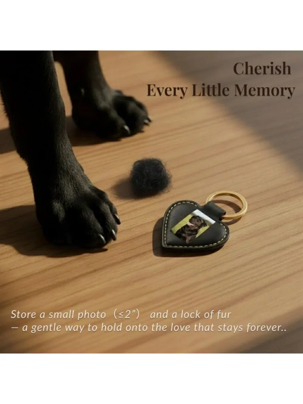Pet Fur Keepsake Keychain - Memory Charm for Dog & Cat Lovers, Pet Memorial Gift